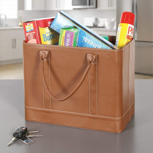 HOME DISTRICT Chic File Organizer Tote, Portable Document Organizer Bag with Handle