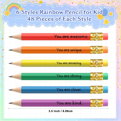 Spakon 48 Pack Operation Christmas Mini Pencils - Bulk Inspirational Golf Pencils with Eraser for School and Party