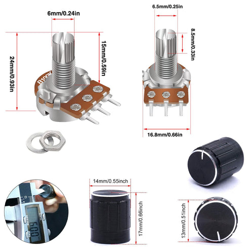 Taiss 80PCS Potentiometer Kit, WH148 B5K 10K 20K 50K 100K Ohm Rotary Audio Potentiometers