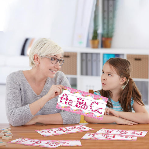Outus 12 Pcs Candy Alphabet Bulletin Board Set, Candyland Letter Cutout Alphabet Number Decor for Classroom, Nursery,