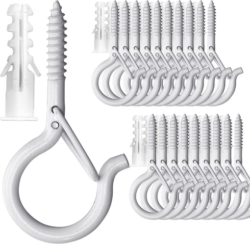 PlusRoc 20 Pack Ceiling Hooks for Hanging Plants Outdoor String Lights Heavy