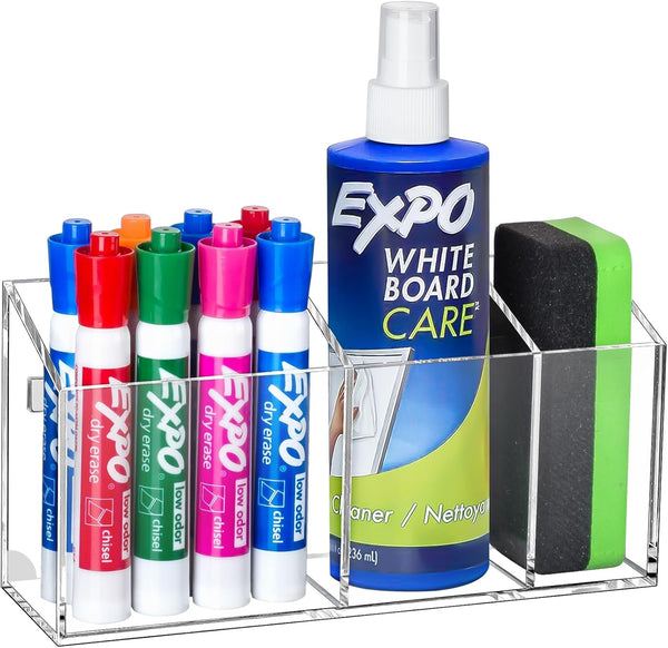 Magnetic Dry Erase Marker Holder, Acrylic Pen Holder for Whiteboard, Refrigerator, Office Organizer