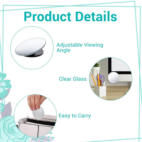 CIATBYYJ 2Pcs 2.2inch Office Cubicle Mirrors, Adjustable Monitor Mirror to See Behind You for Work Accessories, Small