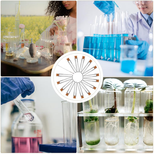 100pcs Glass Test Tubes with Cork Stoppers, Clear Hard Tubes for Scientific Experiments with Brushes