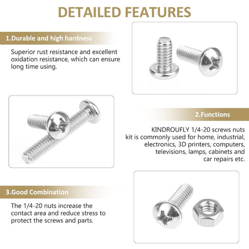 58 Pieces 304 Stainless Steel Machine Screws Nuts Assortment Kit, Phillips Pan Head, Fully Machine Thread