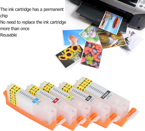 Empty Refillable Printer Ink Cartridge with Permanent Chip for PIXMA TS702 TR7520 TR8520 TR8620 Printers