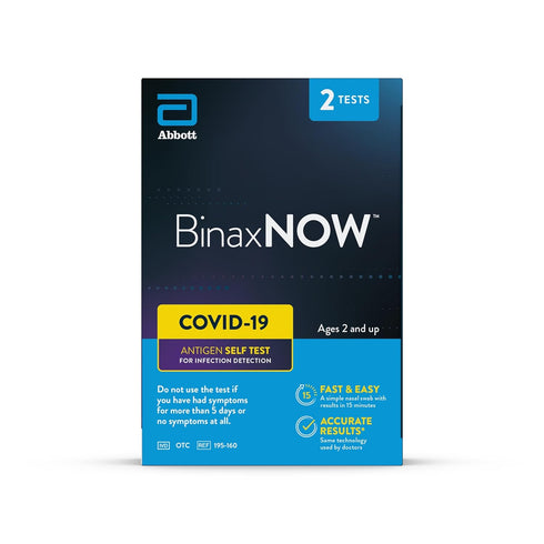 BinaxNOW COVID-19 Antigen Self Test, 1 Pack, 2 Tests Total, COVID Test