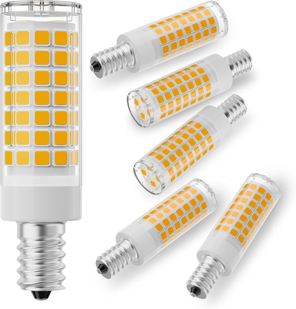 E12 60W LED Candelabra Bulbs Replacement C7,Dimmable,3000K Warm White,600 Lumen T6 E12