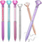 NUOBESTY 6pcs Diamond Pen with Big Crystal, Retractable Bling Metal Ballpoint Pens, Black Ink for Office