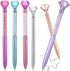 NUOBESTY 6pcs Diamond Pen with Big Crystal, Retractable Bling Metal Ballpoint Pens, Black Ink for Office