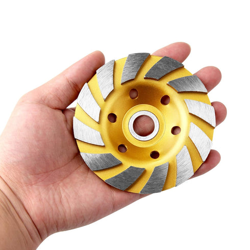 2 Pieces 4 Inch Concrete Stone Ceramic Turbo Diamond Grinding Cup Wheel, Heavy Duty Angle Grinder Wheels (Yellow)