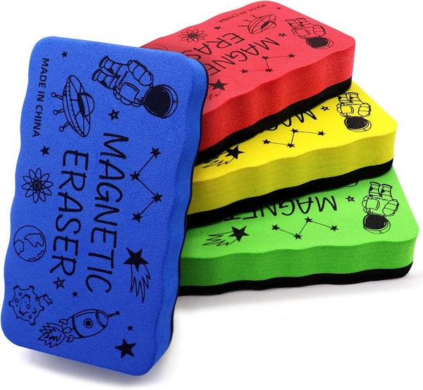 IHPUKIDI Magnetic Dry Erase Eraser, 4 Pack Whiteboard Erasers for Classroom, Home, Office, 4 Colors