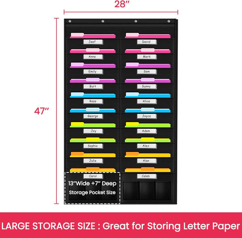 Godery Heavy Duty Storage Pocket Chart for Classroom and Office, Clear Storage Pocket Chart for Files