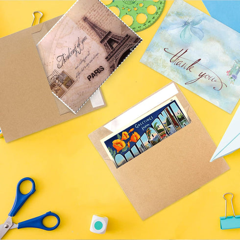 xflyxin 30 A4 4x6 blank cards and envelopes each, thank you blank greeting cards and envelopes, brown blank cards