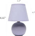 LT1196-PRP-2PK 8.66" 2-Pack Set Simple Designs Chic Little Globe Ceramic Table Lamp with Matching Tapered Shade