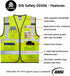 Reflective Mesh Vest, High Visibility with Pockets and Zipper, Construction Work ANSI Class 2 Yellow