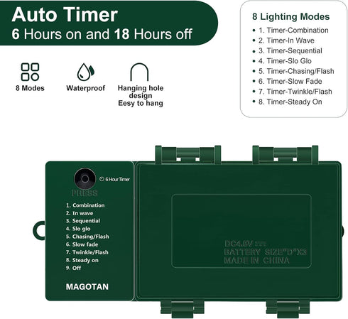 200 8 Set Christmas Lights with Timer - Battery Operated Outdoor String Lights LED Modes Clear Mini Lights for Wedding