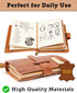 Leather Writing Journal Notebook - Handmade Refillable Travel Diary, 5.3" x 4", 180 Pages, Pen Holder, Card Holder for