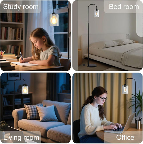 lumsic Bulb, Floor Lamps for Living Room, Industrial Floor Lamp for Bedroom, Modern Standing Lamp with Foot Pedal