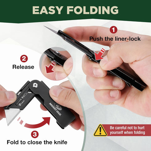 MOSSY OAK 2-Pack Folding Pocket Utility Knife Set, Quick Change Box Cutter with Frame Lock