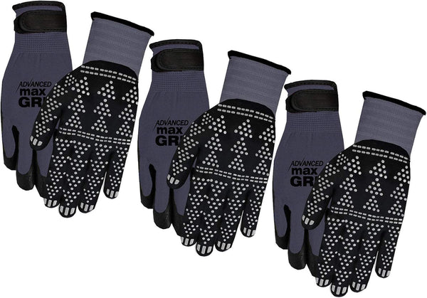 Advanced Max Grip 3 Pack Gloves, Gray