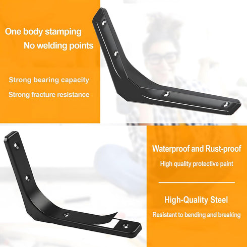 10" 8" Countertop 4 x Metal Shelf Brackets, Heavy Duty L Hanging Angle Brackets, Iron Wall Bracket for Support, Corner