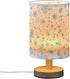 YYZZH Frozen Table Lamp Blue Snowflake Pattern Snowy Christmas Xmas Holiday Decor Nightstand Lamp with Wood Base Fabric
