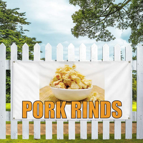 Fastasticdeals 4 Grommets 16x40Inches Vinyl Banner Multiple Sizes Pork Rinds A Outdoor Advertising Printing Restaurant