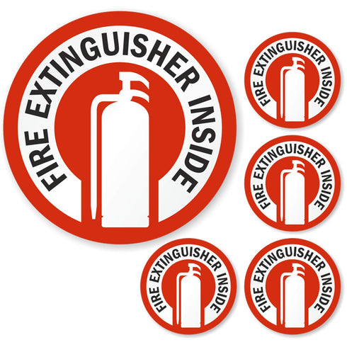 SmartSign Fire Extinguisher Inside Stickers, 2.75" x 2.75" Reflective Labels with Aggressive Adhesive, Pack of 6