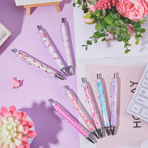Ireer 8 Pcs Ballpoint Pens for Women, 1.00 mm Cute Black Ink Writing Pens for Journaling, Aesthetic Office Supplies