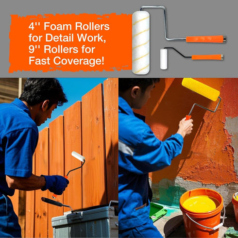 31 9" 4" King Origin Pcs Paint Roller Kit, & Paint Roller Extension Pole, Paint Brushes, Paint Tray & Liners | Paint
