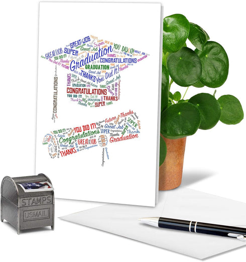 The Best Card Company Graduation Greeting Card with Envelope, Congratulations Graduate Notecard for School, College