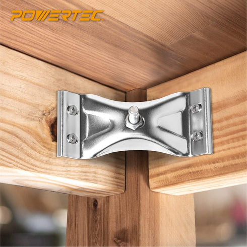 4PK (71427) POWERTEC Kerf Mount Corner Bracket w/Mounting Hardware, Corner Braces for Coffee Table/Desk Legs/Dining