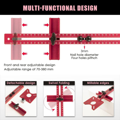 4in1 Router Milling Groove Bracket, Aluminum Alloy Circle Cutting Jig for Cabinet Hardware, Woodworking Router Guide