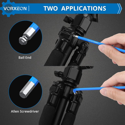 Allen Wrench Hex Key Set, 9PCS Metric Long Ball End L-key Set 1.5mm-10mm with Visible Coding for DIY and Repair