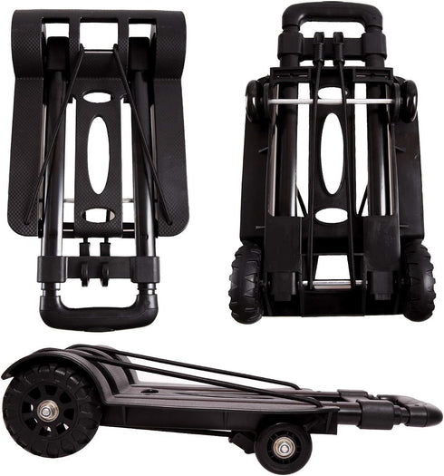 40kg 88Lbs 4 KINJOEK Folding Hand Truck Dolly, Foldable Luggage Cart for Luggage with Wheels & Bungee Cord