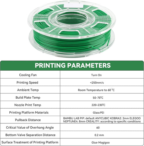3D Printer SMP Filament (4D filament) 1.75mm 250g, Green Shape Memory Polymer Material for Bambu Lab & Creality Printers