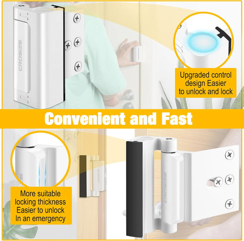 Upgraded Home Security Door Lock, Metal Reinforcement Lock for Childproof, 800 lbs Impact for Inward Swing Doors
