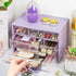 Desk Storage Organizer with 6 Mini Drawers, FODIENS Stackable Desktop Craft Drawer Cabinet, Clear Storage Box Caddy for Makeup Jewelry Office Craft Supplies (Purple) by FODIENS