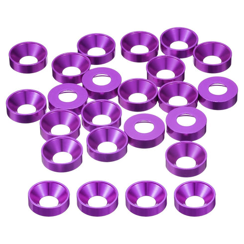 uxcell 50 Pcs M8 Finishing Countersunk Washers, Aluminum Alloy Screw Gaskets for Mechanical Accessories, Purple