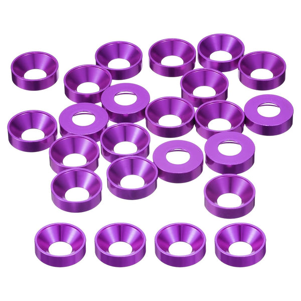 uxcell 50 Pcs M8 Finishing Countersunk Washers, Aluminum Alloy Screw Gaskets for Mechanical Accessories, Purple