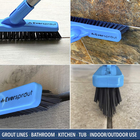 EVERSPROUT Grout Cleaning Brush Scrubber, Stiff V-Shaped Scrub Bristles Built for Corners & Tough Grime, Swivel Scrub