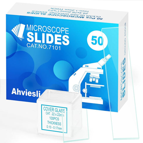 Ahviesli Microscope Slides and Covers Kit 50 Blank Pre-Cleaned Glass Slides for Microscope,