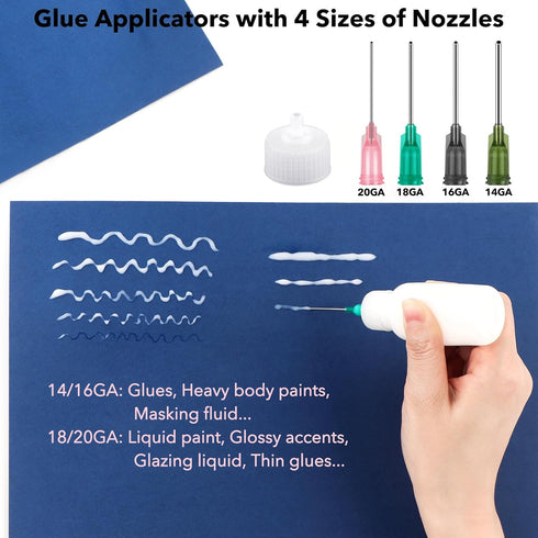 12PCS Glue Applicators Bottles, 30ml Plastic Squeezable Dropper Bottles with Blunt Needle Tip for Crafting Applications