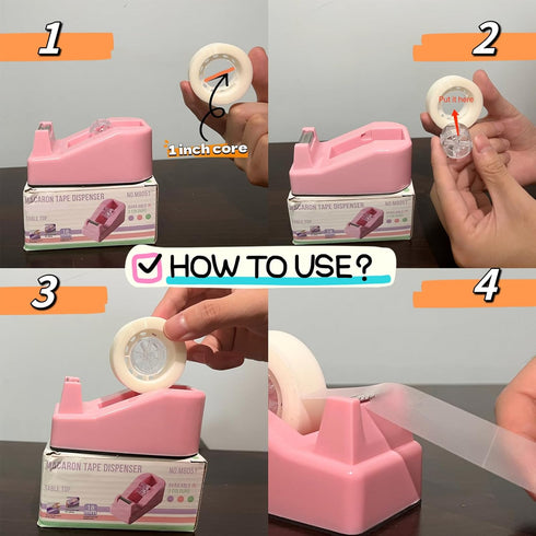 SHOIKOM Stylish Desktop Tape Dispenser, Cute Office Tape Dispenser with Non-Skid Base, Macaron Purple