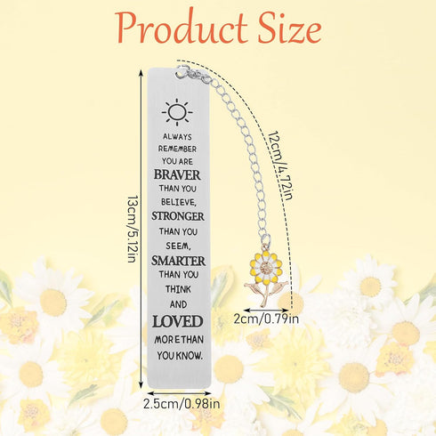 Nogeqi Inspirational Bookmarks with Sunflower Chain, Sunflower Gifts for Women, Book Markers for Reading, Gifts