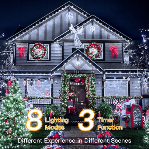 198 600 8 Ollny Christmas Lights, FT LED Outdoor Waterproof Plug in Christmas Tree Lights with Modes Remote Timer