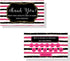 Jewelry Loyalty Cards | 50 Pack Thank You Notes | Black and Pink Stripe with Gold Dots | 5 Bling Buy 12 Get One Free