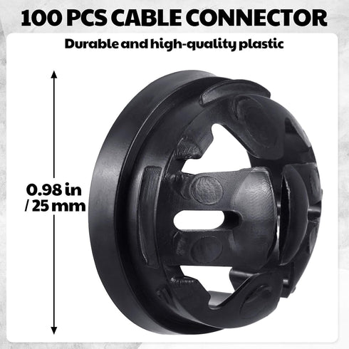 100 Pcs Non Metallic Button Push-in Cable Connector Bulk Nm Knockouts Electrical Conduit Nylon Voltage Line Snap Connector for Junction Box Black(3/8 Trade Size, Fits 1/2 Inch Knock Outs)