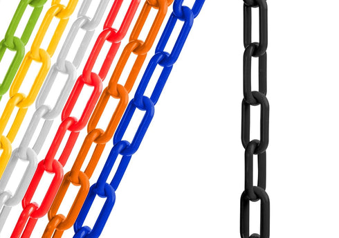 US Weight 2" x 10' Black Plastic Safety Chain, SunShield UV Resistant Technology, Made in USA